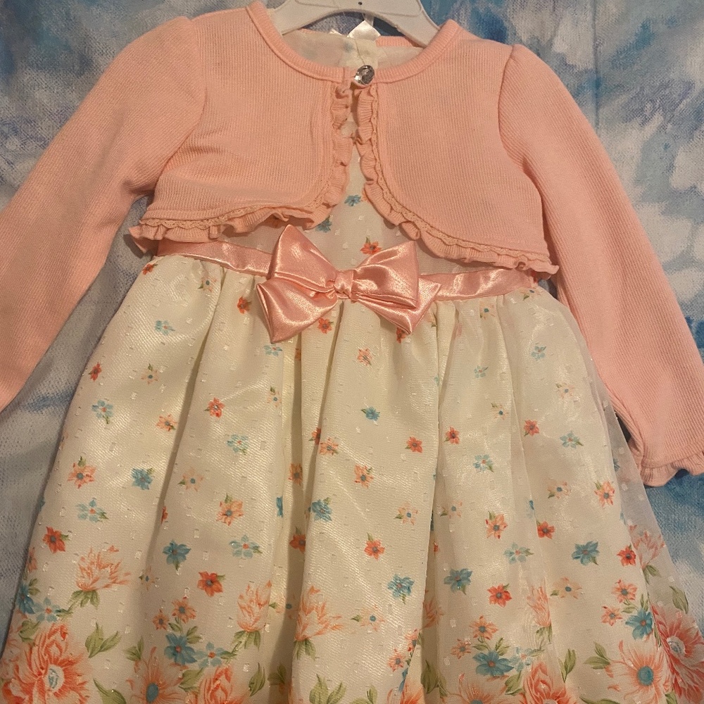 3-piece Pink & White Flower Dress Set